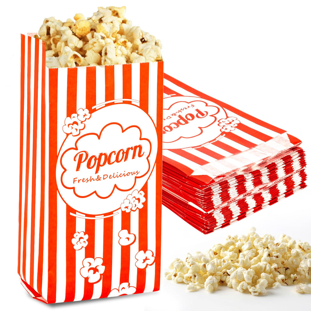MAQIHAN 100pcs Popcorn Bags 1oz - Small Disposable Paper Bags for Popcorn