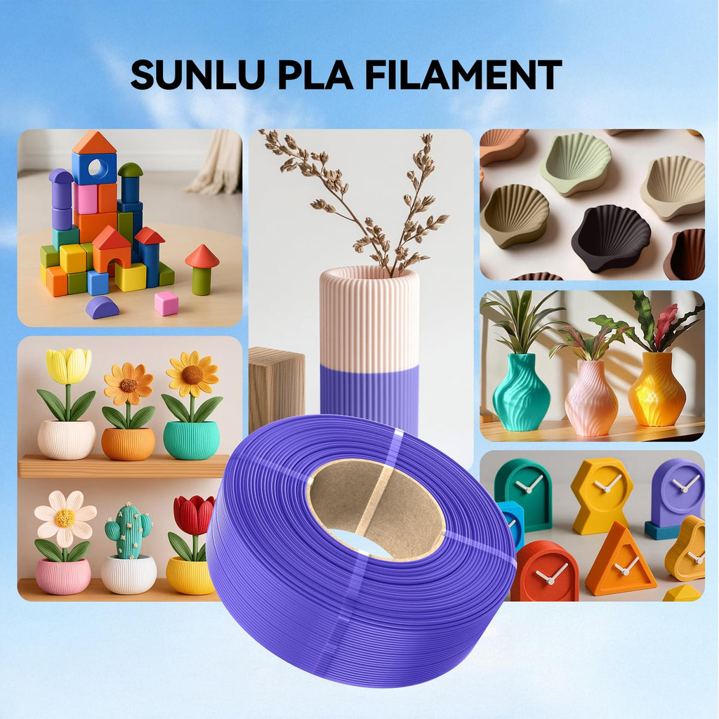 SUNLU Filament Refill 1.75mm,Sunny Orange+Yellow+Green+Lavender Purple