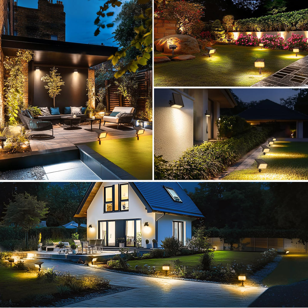 LAMKEEP Solar Spot Lights Outdoor with 60 LED & Auto On/Off, 4 Pack Solar Lights Outdoor Waterproof IP68 with 3 Lighting Modes, 2-in-1 Solars Landscape Light for Outside, Garden, Yard(Warm White)