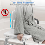 500lb Heavy Duty Shower Bench, Tool-Free Tub Transfer Bench with Arms & Back, Height Adjustable Handicap Shower Seat, Non-Slip Bath Safety Chair for Elderly & Surgery Recovery