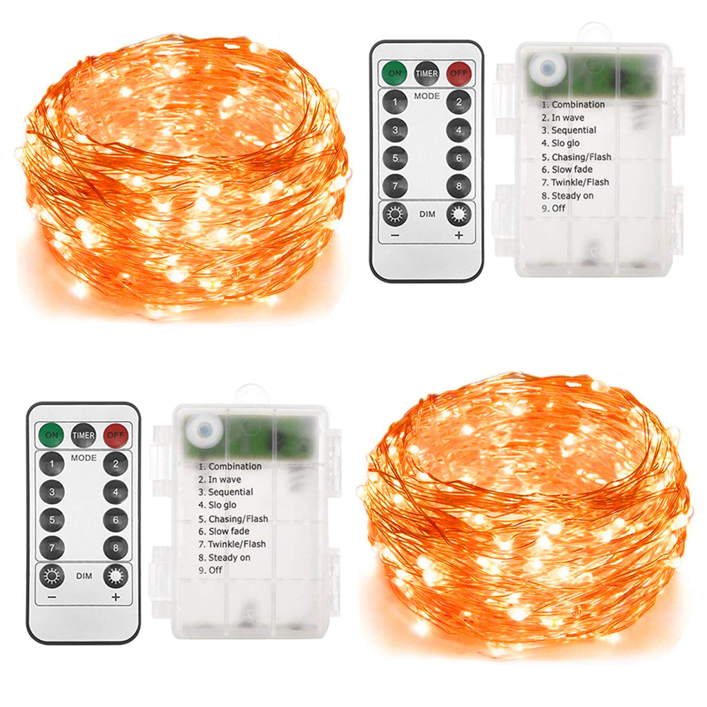 Twinkle Star 200 LED Halloween Fairy Lights, 66 ft 2 Pack Orange