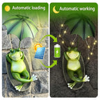 ASDFG 6.7" Solar Frog Statue Light Up Umbrella IP65 Waterproof Garden Decor