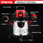 Shop-Vac 3 Gallon 4.0 Peak HP Wet/Dry Vacuum with Blower Function