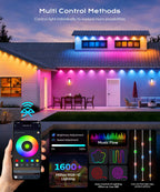 Ecoeve Permanent Outdoor Lights for House, 199ft Christmas RGB+IC Lights
