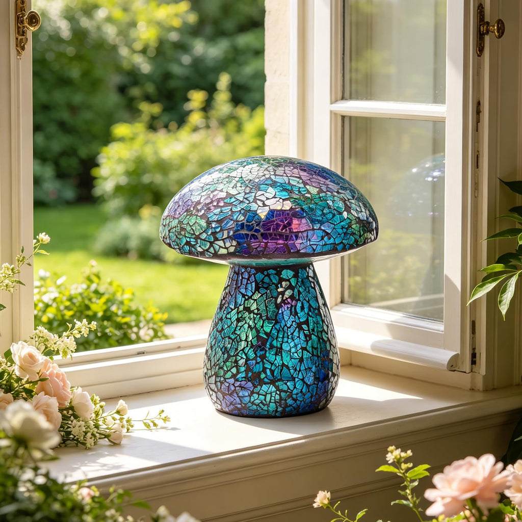 Bshine Mushroom Garden Statue Decoration, Mosaic Mushrooms Outdoor Decor