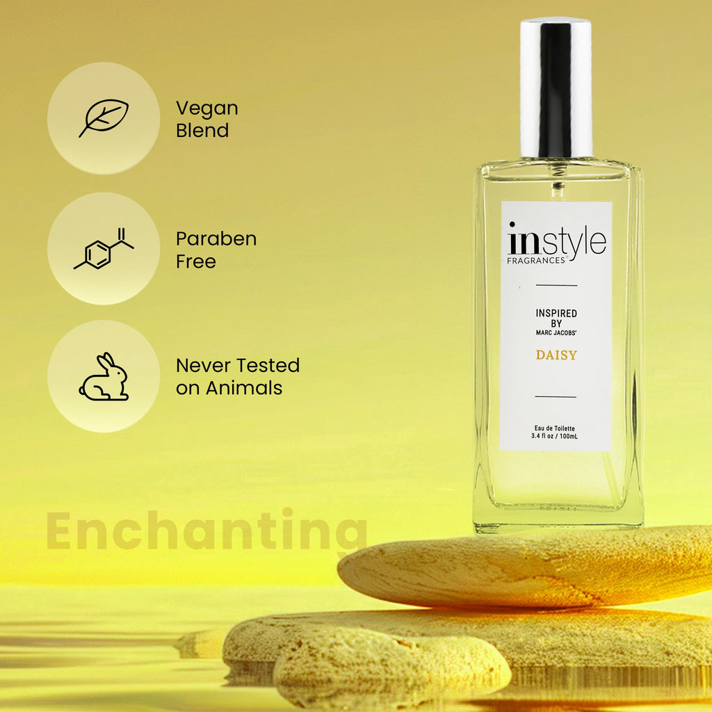Instyle Fragrances, Inspired by Marc Jacobs' Daisy, Women���s Eau de Toilette, CLEAN, Vegan, Paraben-Free, Never Tested on Animals, 3.4 Fluid Ounces