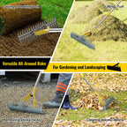 Thatch Rake, 2 in 1 Stainless Steel Garden Rake for Thatch Leaves,55” Heavy Duty 19 Tines Lawn Manual Dethatcher with Adjustable Head,Thatching Rakes for Lawn Yard Grass,Debris Removal, Soil Loosen