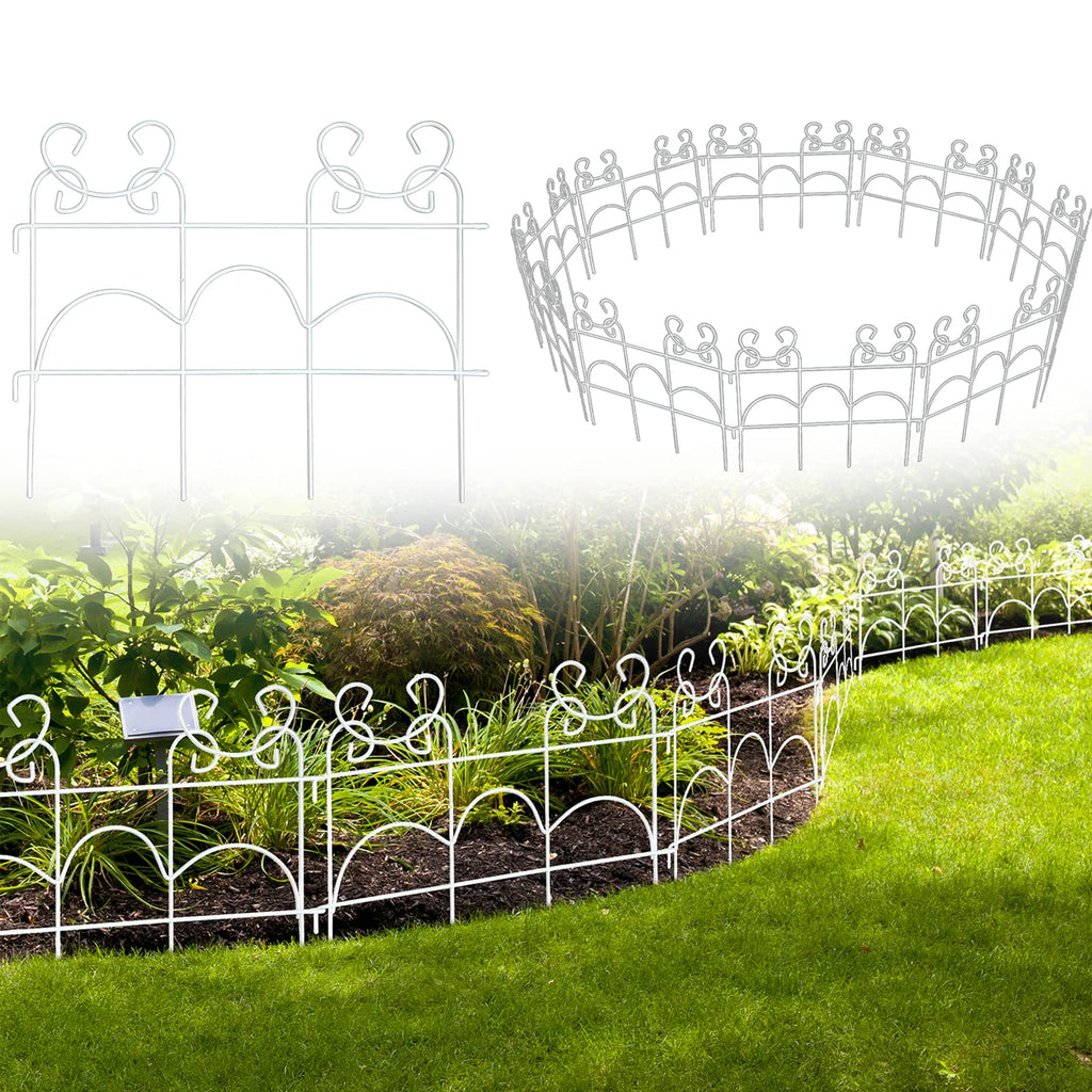 ARIFARO Decorative Garden Fence, 10 Pack, 14 ft Metal Flower Bed Border Fence, Small Fence for Garden Edging, No Dig Movable Panels for Lawn Patio Yard（13" H x 17" W ）