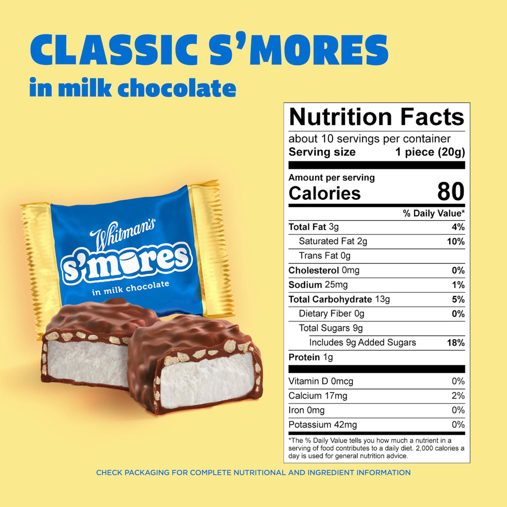 Whitman's S'Mores Milk Chocolate Candy Classic Marshmallow, 7.3 oz.