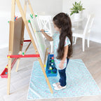 Bumkins Short Sleeve Smock, Toddler Reusable Waterproof Bib for Girls and Boys Ages 3-7 Years, Junior Childrens, Kids Paint Apron, Arts, Crafts and Play with Pocket, Soft Fabric, Rainbows Blue