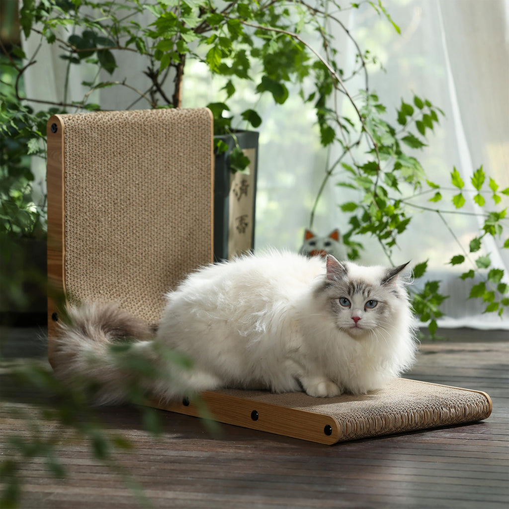 FUKUMARU Cat Scratcher, 26.8 Inch L Shaped Cat Scratch Pad for Indoor Cats