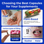 ATLEMISME Empty Vegan Capsules Size 00 - Vegan Capsules Empty (5000 Count) Empty Capsules DIY Vegetable Capsule Filling - Veggie Capsules Empty Caps with 2 Micro Lab Spoons for Capsule Filling
