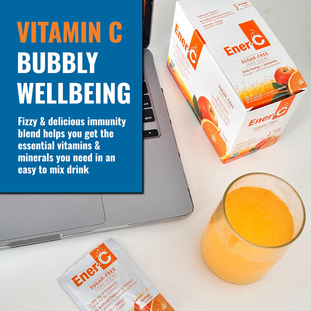 Ener-C Sugar Free Multivitamin Drink Mix - Vitamin Powder for Water, Electrolytes Powder No Sugar, Hydration Boost Packets, Zero Sugar, Vitamin C & B12 Supplement Liquid Mix - Orange, 60 Count