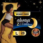 Always ZZZs Disposable Period Underwear, Size L, Absorbs 5X More Than an Ultra Thin Overnight Pad, Comfortable Sleep Worry-Free Nights 26 Count