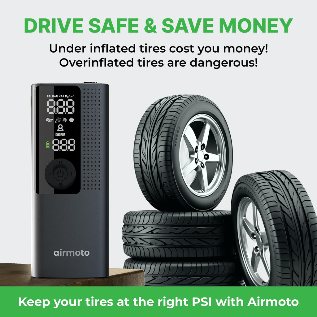 Airmoto Tire Inflator Portable Air Compressor for Cars, Bikes and Bicycles