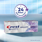 Crest 3D White Brilliance Bright Mint Teeth Whitening Toothpaste, 4.3 oz Pack of 3, 100% More Surface Stain Removal, 24 Hour Active Stain Prevention, Whiter Teeth in 3 Days
