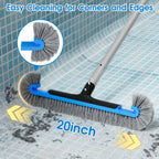 TidyMister 20'' Pool Brush Head for Cleaning Pool Walls, Curved Side Brush for Hard-to-Reach Corners, with Wavy Nylon Bristles, Fit with 1-1/4'' Standard Pole(not Included)
