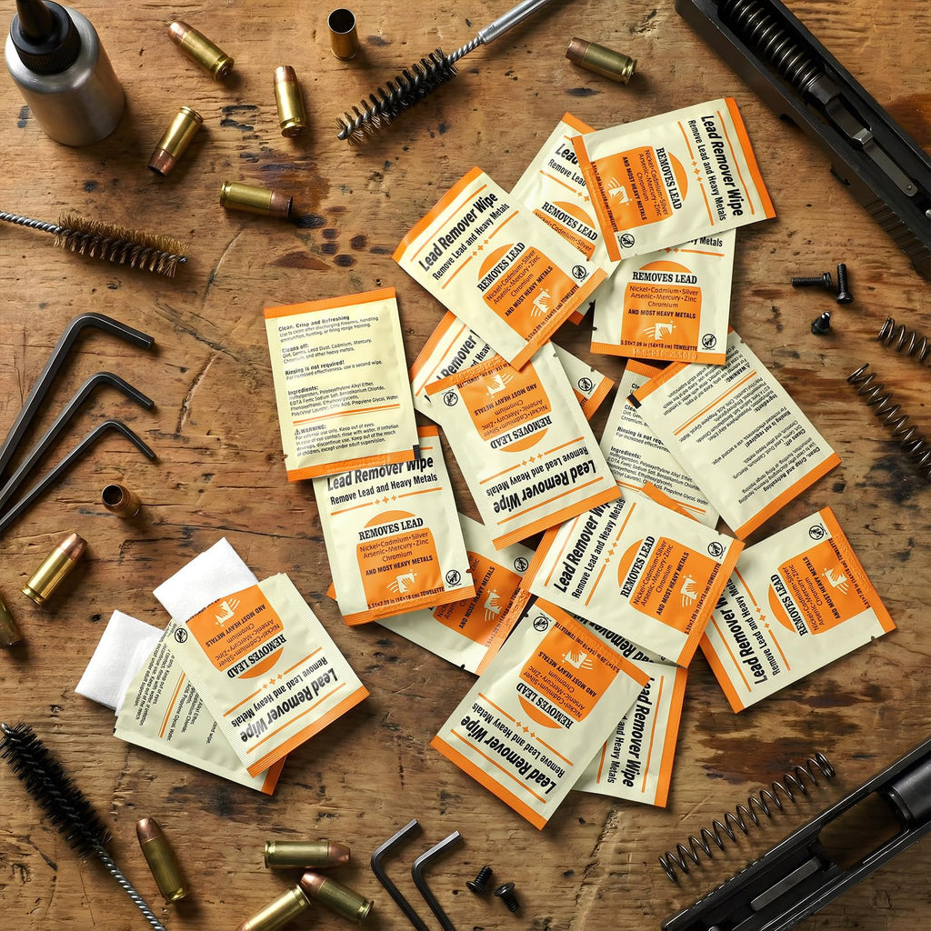 Heigble 200 Pack Lead Remover Wipes for Shooting Hand&Surface Cleaning Wipes Effectively Removes Lead, Dust, Oil&Grime Individually Wrapped Wipe for Shooting Ranges, Hunting, Industrial Use (Orange)