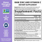 Garden of Life Zinc Supplements 30mg High Potency Raw Zinc and Vitamin C Multimineral Supplement, Vitamin Code Vitamins Trace Minerals & Probiotics for Skin Health & Immune Support, 60 Vegan Capsules