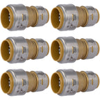 SharkBite Max 1 x 3/4 Inch Reducing Coupling, Pack of 6, Push to Connect Brass Plumbing Fitting, PEX Pipe, Copper, CPVC, PE-RT, HDPE, UR060