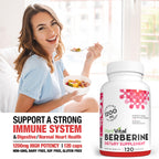 Plantvital Berberine 1200mg (per 2 Capsules) Berberine Supplement for Immunity Support and Normal Cardiovascular Health - 120 Capsules, Non-GMO, Vegan, Gluten Free and Made in the USA