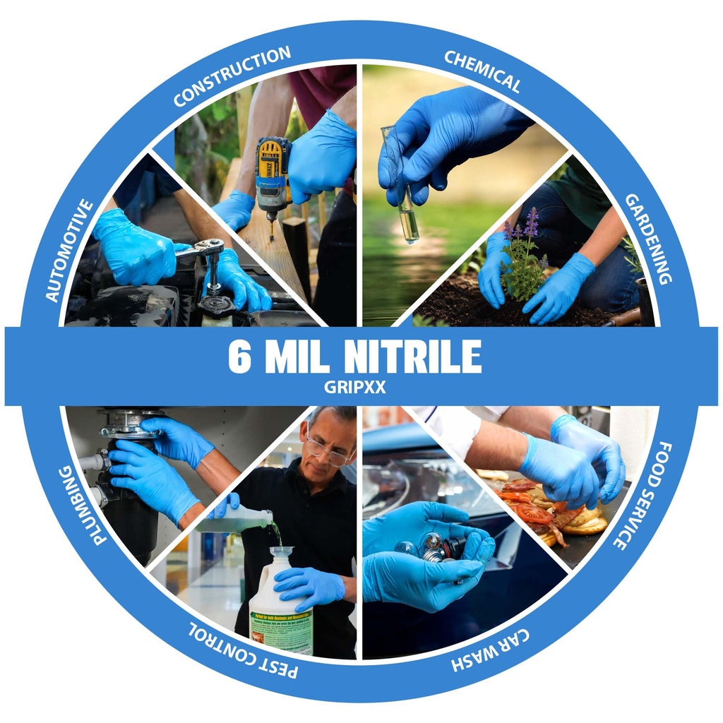 London Labs Heavy Duty 6 Mil Blue Nitrile Gloves Disposable Latex & Powder Free -Extra Stretchy Fentanyl Safe |Medical,First Aid Kit,EMT|Food Safe Rubber Gloves for Cooking & Cleaning|Bulk Pack (1000)