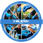 London Labs Heavy Duty 6 Mil Blue Nitrile Gloves Disposable Latex & Powder Free -Extra Stretchy Fentanyl Safe |Medical,First Aid Kit,EMT|Food Safe Rubber Gloves for Cooking & Cleaning|Bulk Pack (1000)