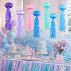 ADLKGG 6-Pack Jellyfish Paper Lanterns, Blue Purple Pink Under The Sea Party Decorations, Mermaid Birthday Decorations, Ocean Themed Baby Shower, 10" Jellyfish Lamp for Classroom Decor Pool Party
