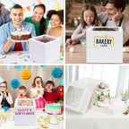 Moretoes 16 Pack Cake Boxes, 12x12x12 Inch Tall Cake Containers with Window for Tier Cakes, Disposable Sturdy Bakery Carrier with Lids, for Valentine's Day, Mother's Day, Wedding, Birthday