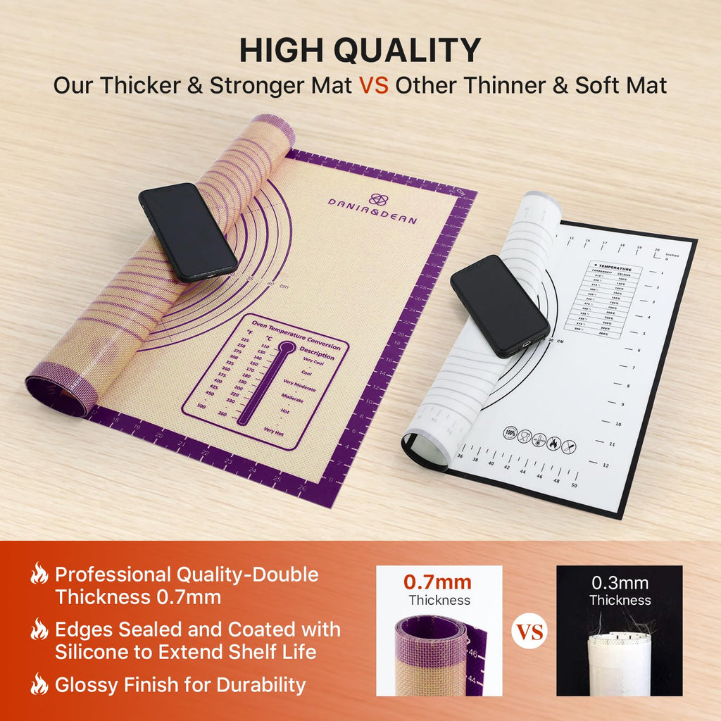 Baking Mat, 28" x 20" Silicone Food Grade Extra Large Non Stick Baking Sheet Mat with Measurement Non-slip Dough Rollin Counter Mat for Making Cookies, Macarons, Bread and Pastry