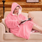JOYWOO Pink Wearable Blanket Hoodie, Oversized Birthday Gifts for Girlfriend, Hooded Blanket Christmas Gifts for Girls Women, Cozy Fuzzy Sherpa Sweatshirt Blanket with Giant Pocket and Zipper, Pink