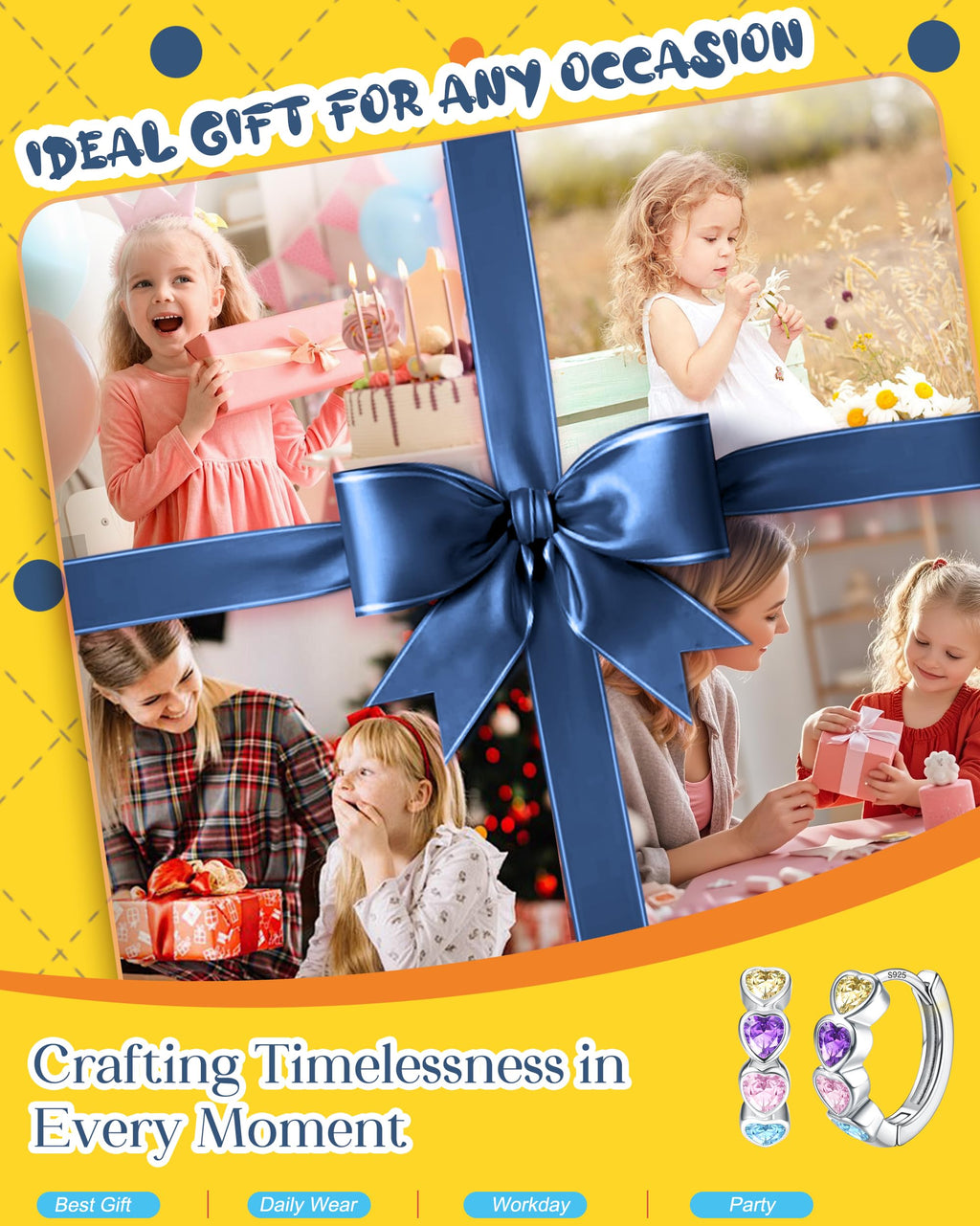 925 Sterling Silver Post Small Hoop Earrings For Girls - Hypoallergenic Huggie Earrings for Women Cute Heart Flowers Butterfly Star Cubic Zirconia Cartilage Earrings For Sensitive Ears Colorful 4Pairs