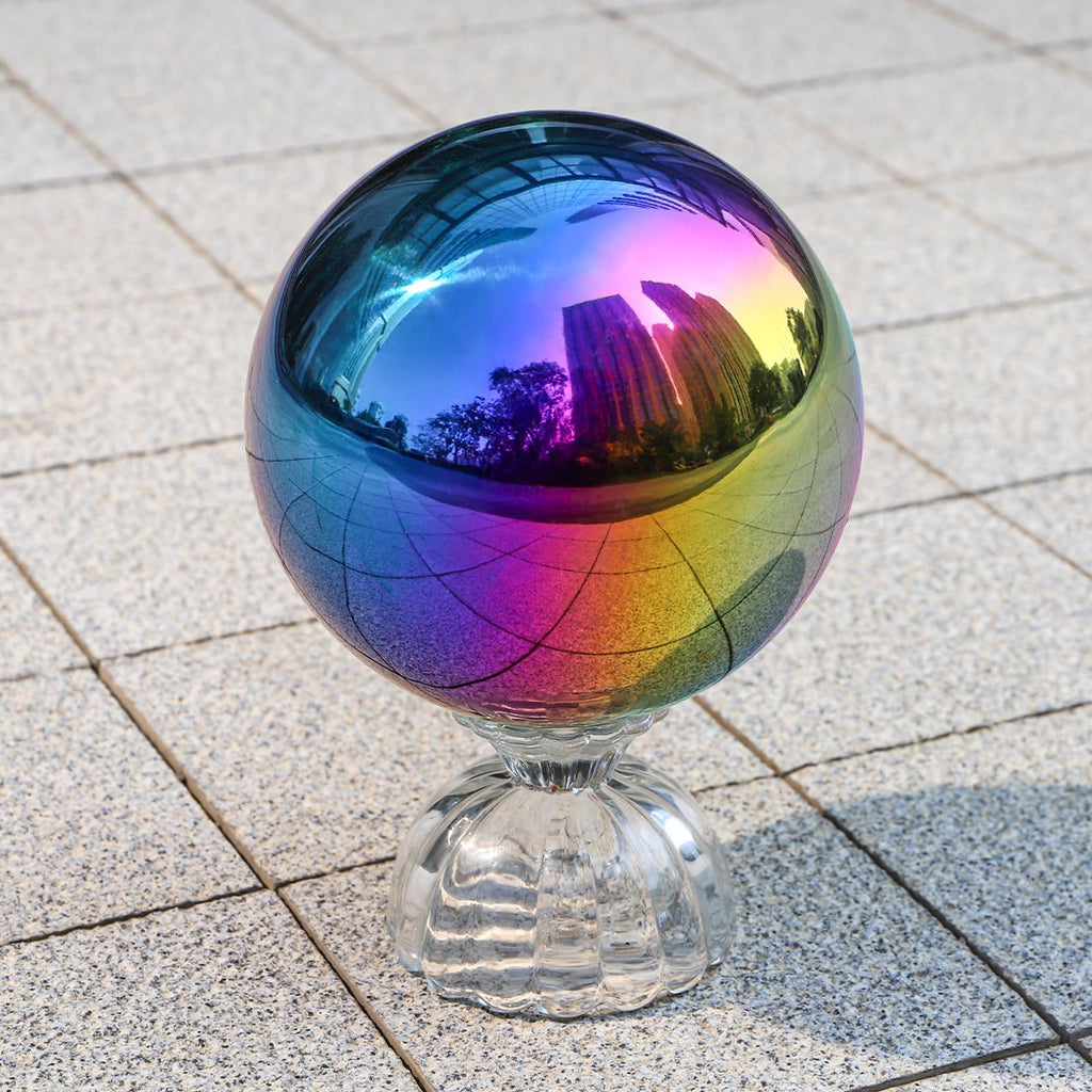 yarlung 10 Pack Stainless Steel Rainbow Gazing Balls, 50-150 mm Garden Mirror Globe Floating Sphere, Polished Hollow Ball Reflective Ornament for Home Yard Outdoor Lawn Decoration