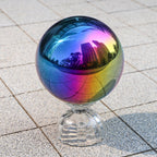 yarlung 10 Pack Stainless Steel Rainbow Gazing Balls, 50-150 mm Garden Mirror Globe Floating Sphere, Polished Hollow Ball Reflective Ornament for Home Yard Outdoor Lawn Decoration