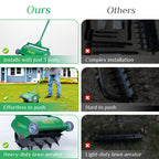 SENVERT Rolling Lawn Aerator, Heavy Duty Push Spike Aeration Tool Up to 55 lbs, Manual Rotary Grass Aerator for Garden and Yard Use