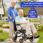 Carex Transport Wheelchair With 19 inch Seat, Folding Transport Chair with Foot Rests, Foldable Lightweight Wheelchair Foldable for Storage and Travel