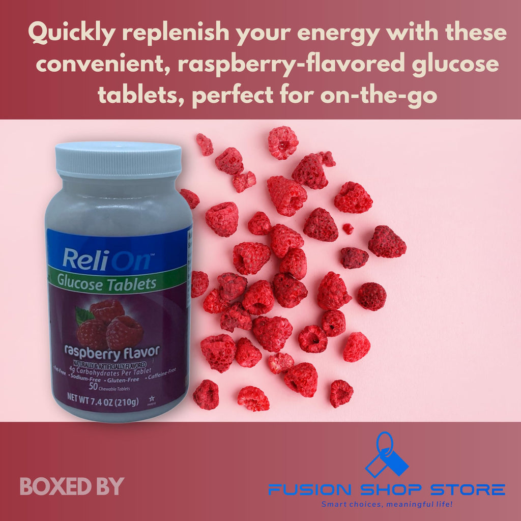 Glucose Tablets Raspberry Flavor, 50 ct (Pack of 2), Boxed by Fusion Shop Store