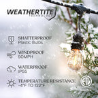 Brightech Ambience Pro - Waterproof LED Outdoor String Lights - 15 Hanging, Dimmable 2W Vintage Edison Bulbs - 48 Ft Commercial Grade Patio Lights Create Cafe Ambience in Your Backyard