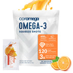 Coromega Omega 3 Fish Oil Supplement, 650mg of Omega-3s with 3X Better Absorption Than Softgels, Orange Flavor, 120 Single Serve Squeeze Packets