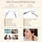 JIAYIQI Sterling Silver Hoop Earrings for Women 18K White Gold Plated Hypoallergenic Round Sliver Hoop Earrings Diameter 20mm