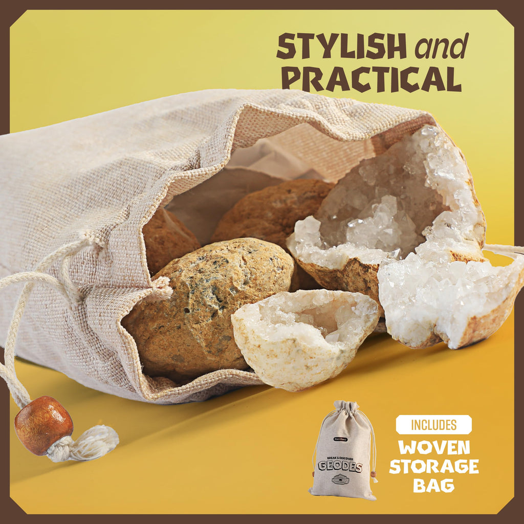 Dan&Darci Break Your Own Geodes - Hollow White Moroccan 1" - 2.5" Large, Medium, Small Geode for Kids - Science Kits for Kid Ages 8-12, 8-10, 12-14 Age - Discovery Toys Gifts