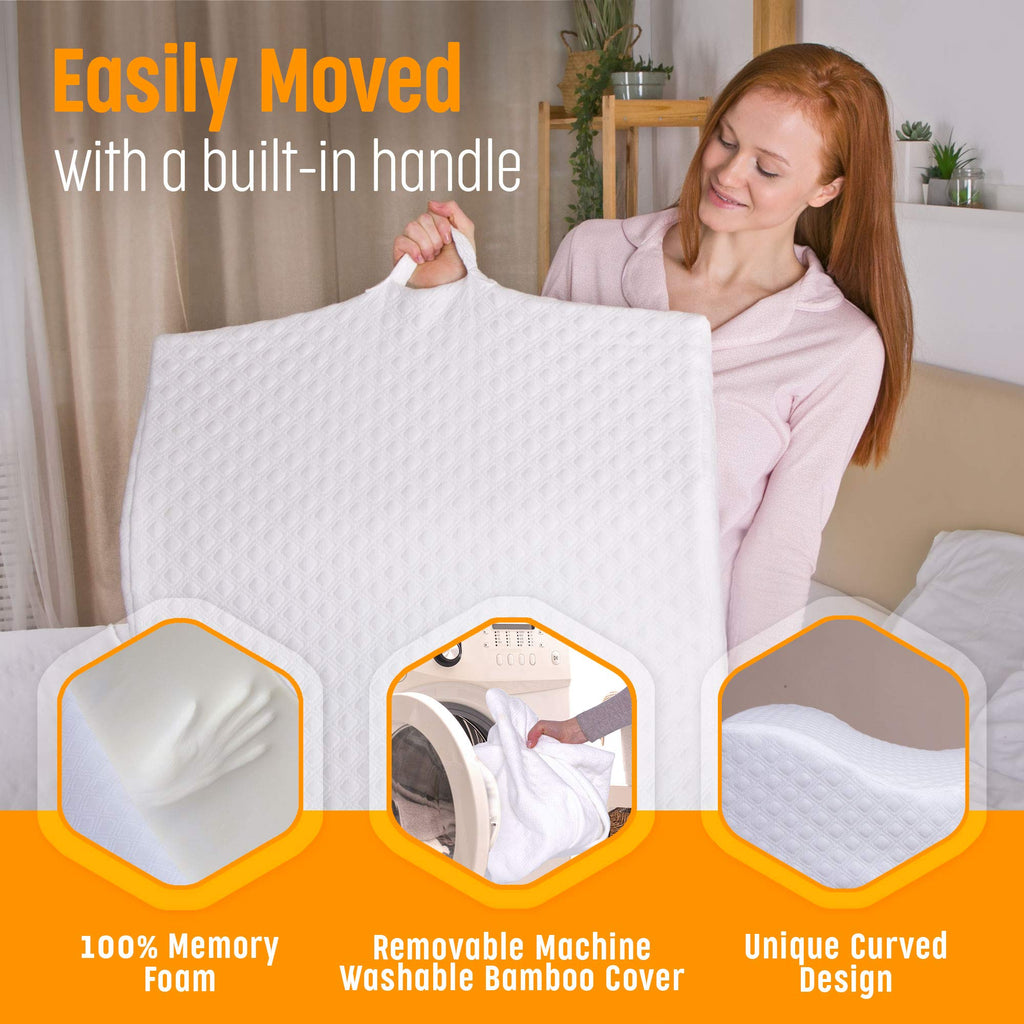Aeris Wedge Pillow for Sleeping -Post Surgery Pillow -Unique Curved Design -Memory Foam- Incline Pillow for Elevation,Pregnancy,Reading,Back & Knee Support,Breathing –,Washable Cover