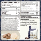 Mushroom Coffee, 11 Superfood Mushrooms includes Lion's Mane, Reishi, Chaga & Ashwagandha, Instant Mushroom Coffee Organic for Energy, Memory, Digestion & Detox, Low Caffeine & Sugar Free, 5.3oz