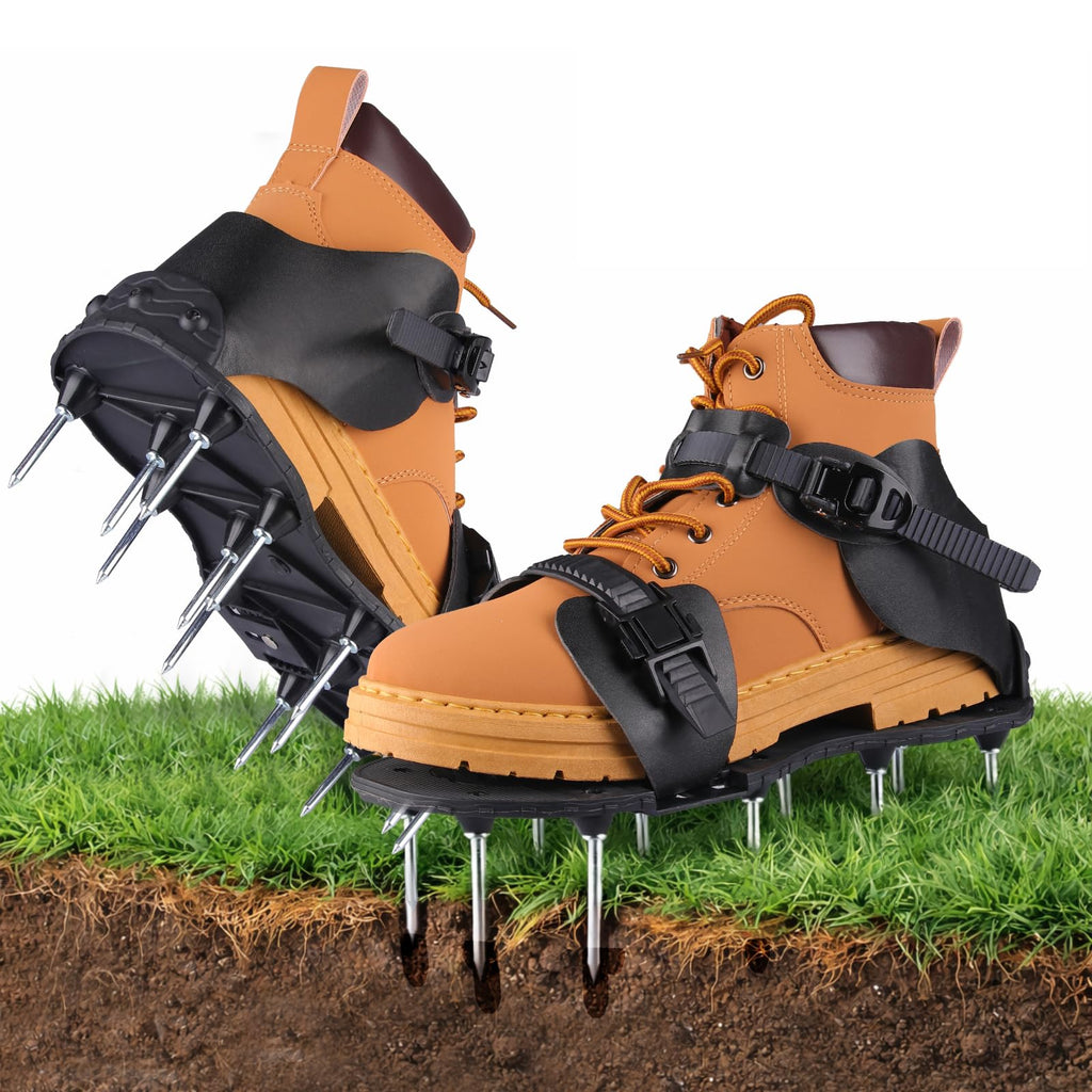 Qdreclod Aeration Shoes for Lawn, Lawn Aerator Shoes for Grass, Stainless Steel Spikes with Adjustable Straps for Garden, Grass Aeration, Floor Paintin
