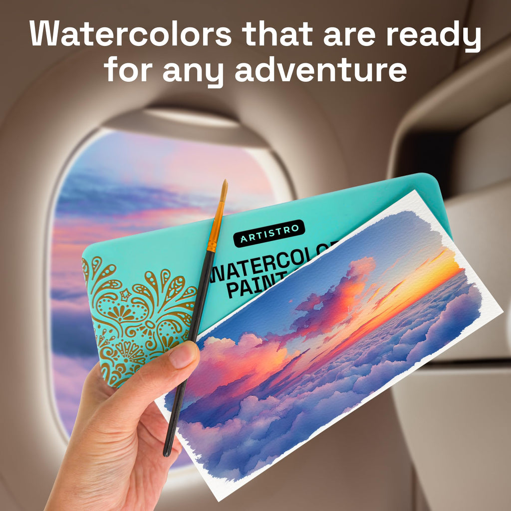ARTISTRO 50 Colors Watercolor Paint Set with Palette & Brush Pens