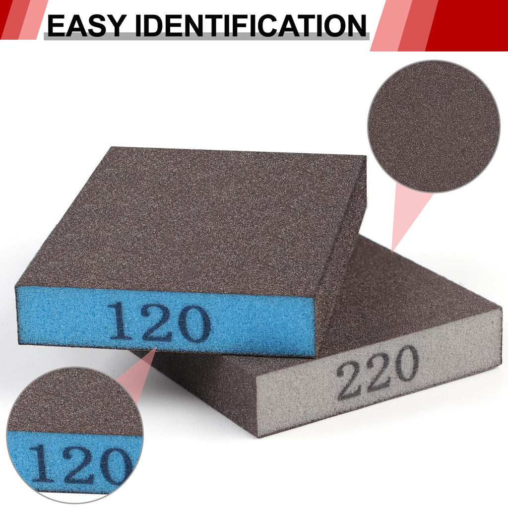 YNZDRWA 8 Pack Sanding Sponge, 60/80/120/220 Grit Sanding Blocks Assortment