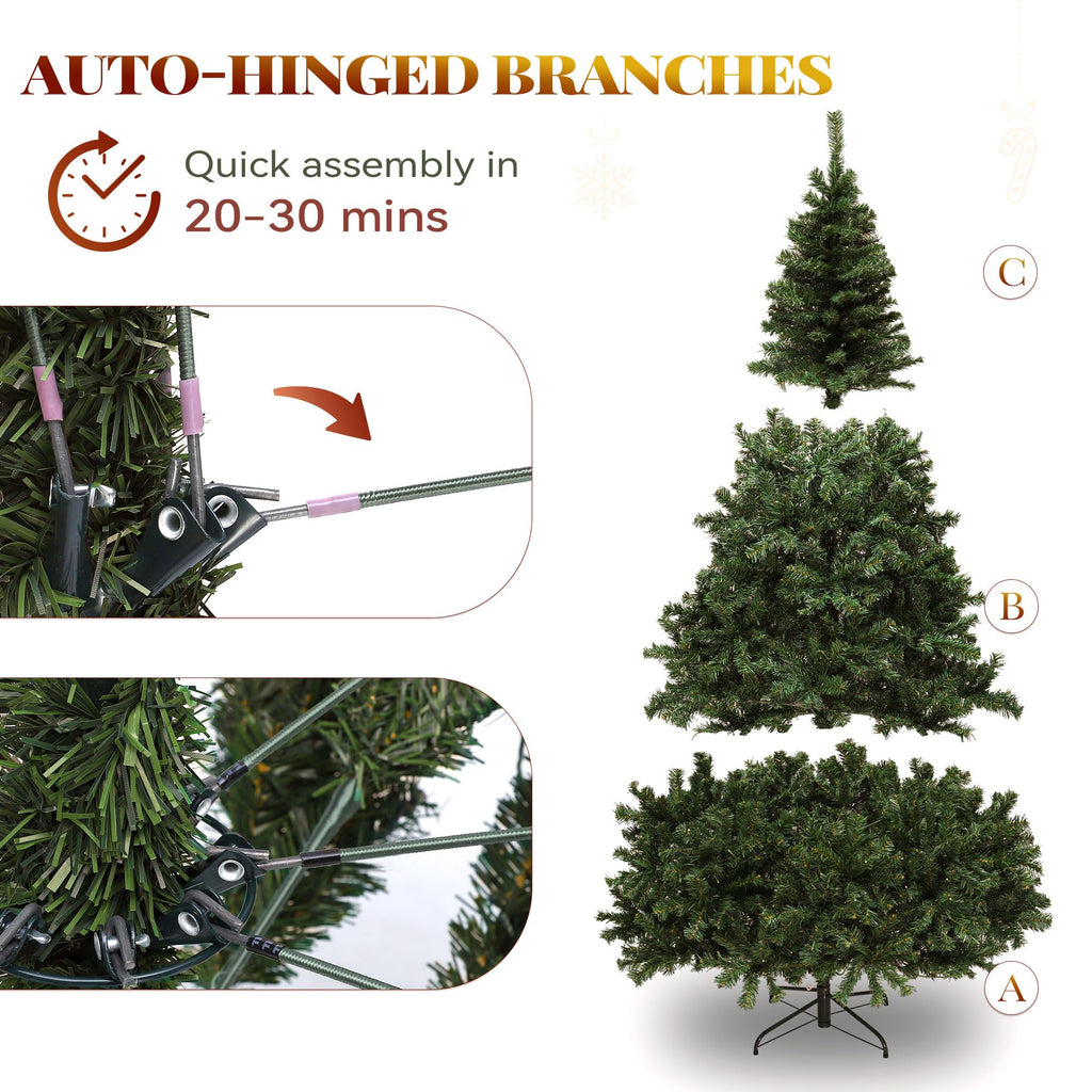 YITAHOME 6ft Pre-Lit Green Artificial Hinged Christmas Tree with Remote