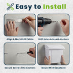 Alpine Sanitary Napkin Receptacle - Feminine Hygiene Disposal Container, Wall Mounted Trash Can with Odor Control Seal & Installation Hardware (White)