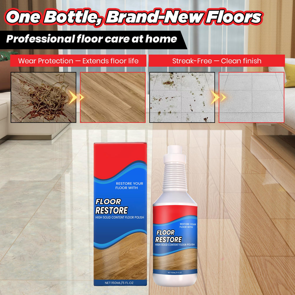ROVIA Floor Restore Cleaner - Floor Restorer & Polish for Tile, Shine Wood, Laminate, Vinyl, Bamboo - Flooring Protection Agent (2 pcs)