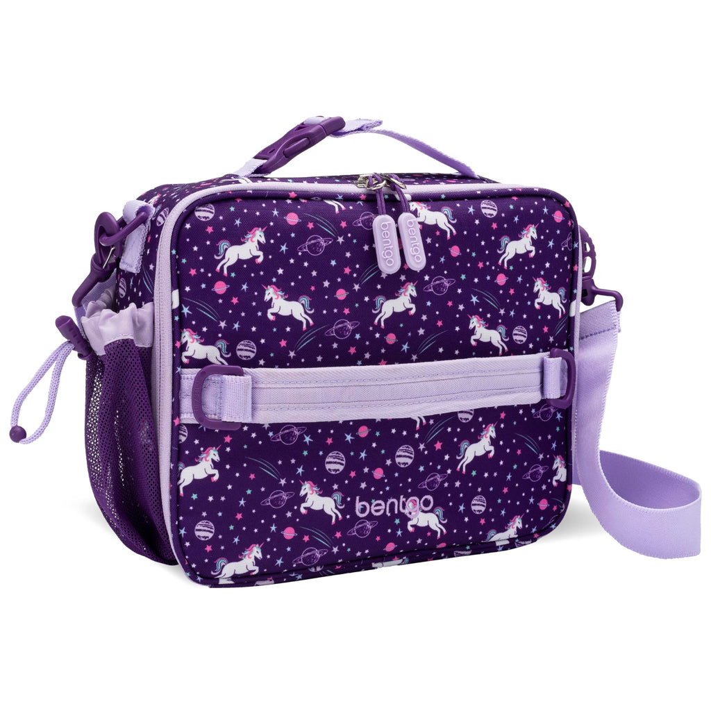 Bentgo Kids Lunch Bag - Durable, Double-Insulated Lunch Bag for Kids 3+; Holds Lunch Box, Water Bottle, & Snacks; Easy-Clean Water-Resistant Fabric & Multiple Zippered Pockets (Unicorn)